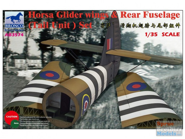 BNCAB3574 1:35 Bronco Horsa Glider Wings & Rear Fuselage (Tail Unit) Set