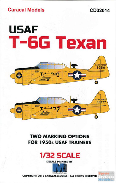 CARCD32014 1:32 Caracal Models Decals - USAF T-6G Texan