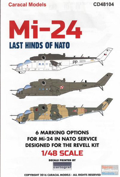 CARCD48104 1:48 Caracal Models Decals - Mi-24 Hind 'Last Hinds of NATO'