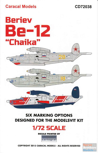 CARCD72038 1:72 Caracal Models Decals - Beriev Be-12 Chaika