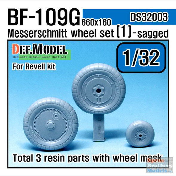 DEFDS32003 1:32 DEF Model Bf 109G 660x160 Sagged Wheel Set #1 (REV kit)
