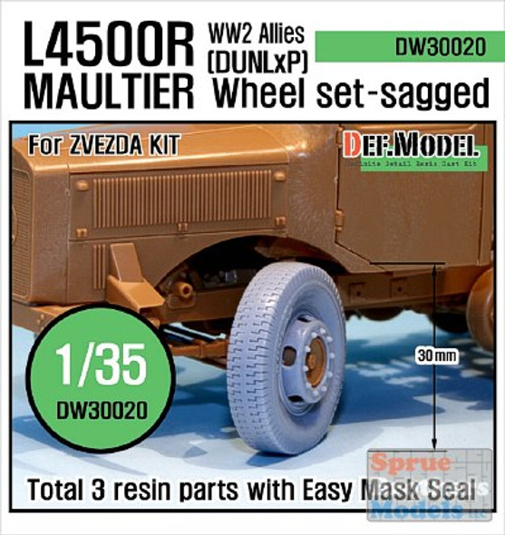 DEFDW30020 1:35 DEF Model WWII Allies L4500R Maultier (DUNLxP) Wheel Set-Sagged (ZVE kit)