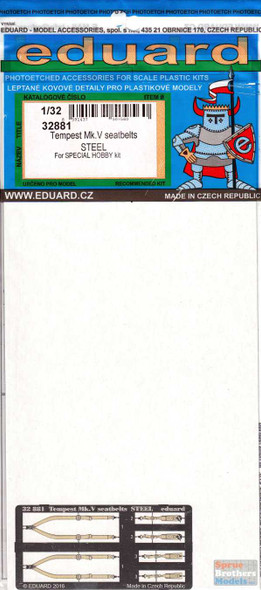 EDU32881 1:32 Eduard Color PE - Tempest Mk.V Seatbelts (SPH kit)