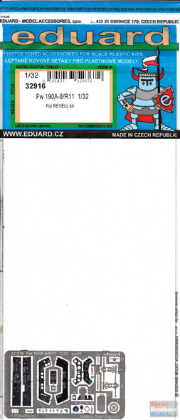 EDU32916 1:32 Eduard Color PE - Fw 190A-8/R11 Detail Set (REV kit)