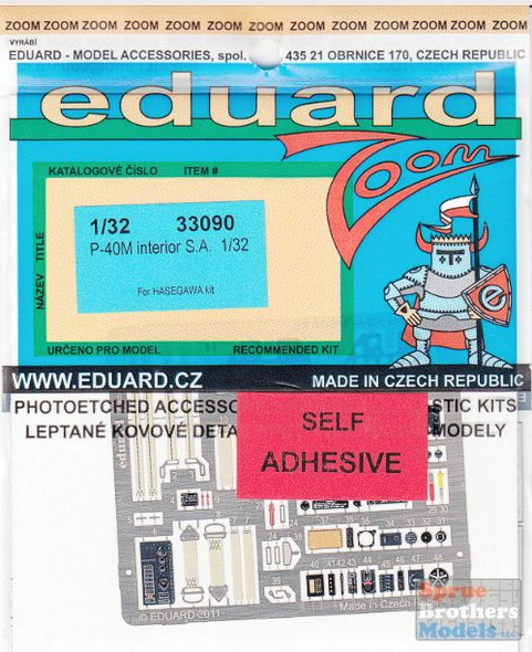 EDU33090 1:32 Eduard Color Zoom PE - P-40M Warhawk Interior (HAS kit) #33090