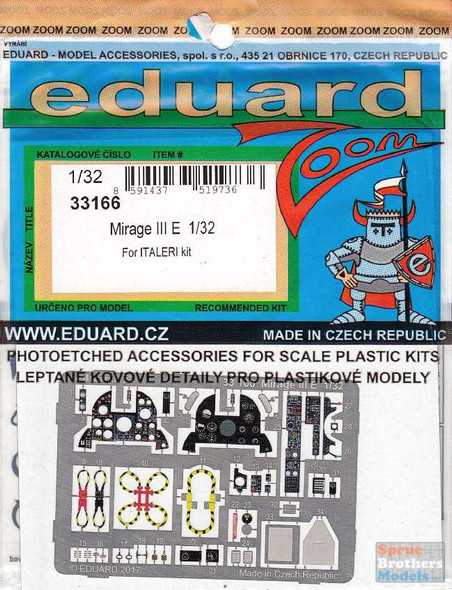 EDU33166 1:32 Eduard Color Zoom PE - Mirage IIIE Detail Set (ITA kit)