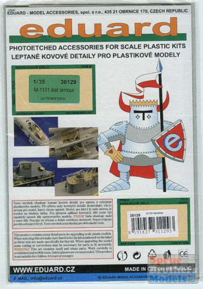 EDU36129 1:35 Eduard PE - M-1131 Stryker Slat Armor Set (TRP kit) #36129