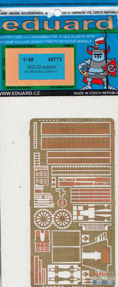 EDU48772 1:48 Eduard PE - MiG-29 Fulcrum Exterior Detail Set (GWH kit)
