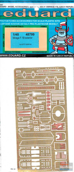 EDU48799 1:48 Eduard PE - Mirage F.1B Exterior Detail Set (KTH kit)