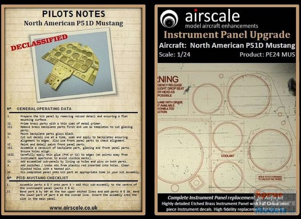 ASCPE24MUS 1:24 Airscale Instrument Panel Upgrade - P-51D Mustang