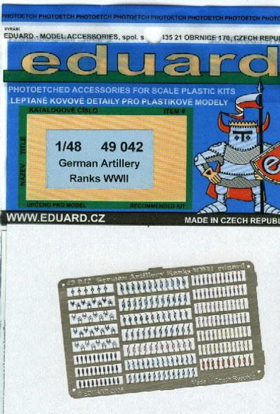 EDU49042 1:48 Eduard Color PE - WW2 German Artillery Ranks Set #49042