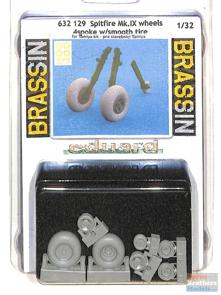 EDU632129 1:32 Eduard Brassin Spitfire Mk.IX Wheels 4-spoke with Smooth Tire (TAM kit)