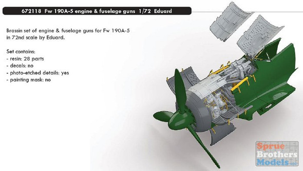 EDU672118 1:72 Eduard Brassin Fw 190A-5 Engine & Fuselage Guns (EDU kit)