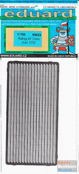EDU99023 1:700 Eduard PE - 45 Degree Railings 3 Chain Bars Short #99023