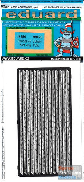 EDU99020 1:350 Eduard PE - 45 Degree Railings 3 Chain Bars Long #99020