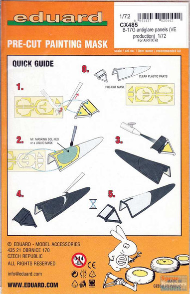 EDUCX485 1:72 Eduard Mask - B-17G Flying Fortress Anti-Glare Panels [VE Production] (AFX kit)