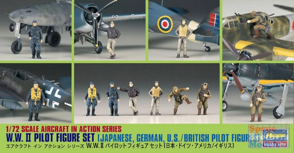 HAS35008 1:72 Hasegawa WWII Pilot Figure Set (Japanese, German US & British)