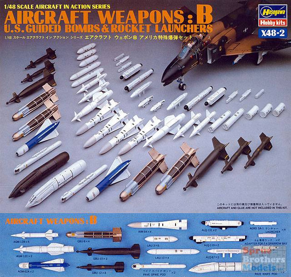 HAS36002 1:48 Hasegawa Weapons Set B - US Guided Bombs & Rocket Launchers