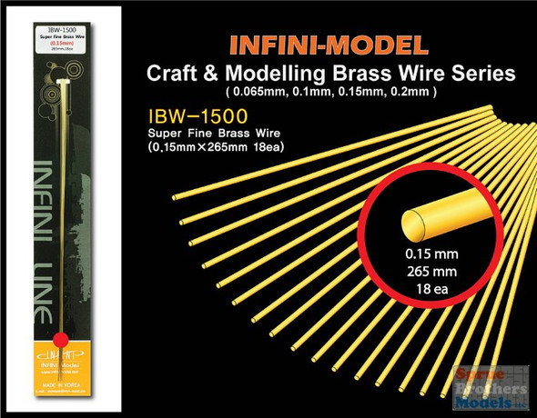 INFIBW1500 Infini Model Super Fine Brass Wire (0.15mmx265mm) 18pcs
