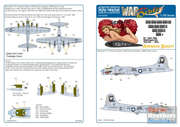 KSW132064 1:32 Kits-World Decals B-17G Flying Fortress American Beauty