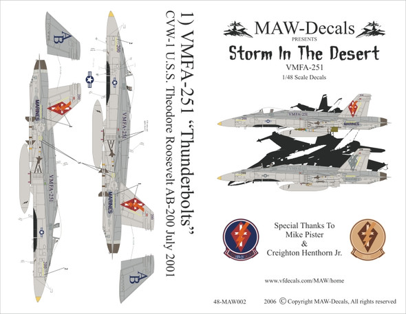 MAW48002 1:48 MAW Decals - F-18C Hornet Storm in the Desert #48002