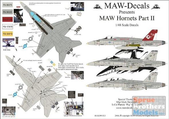 MAW48013 1:48 MAW Decals - MAW F-18A+ F-18C F-18D Hornets Pt II #48013