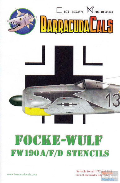 BARBC48373 1:48 BarracudaCals Focke Wulf Fw 190A/F/D Stencils
