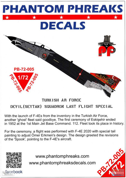 PPD72005 1:72 Phantom Phreaks Decals - F-4E Phantom II Turkish Air Force Devil Squadron Last Flight Special