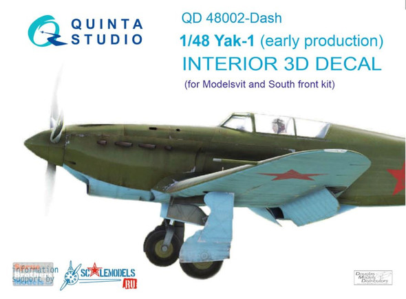 QTSQD48002Dash 1:48 Quinta Studio Interior 3D Decal - Yak-1 Early (MDV kit)