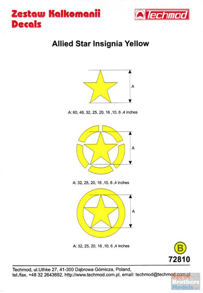 TMD72810 1:72 Techmod Decals - Allied Star Insignia Yellow