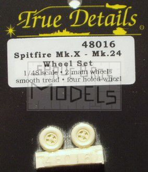 TRU48016 1:48 True Details Spitfire Mk X thru Mk 24 Smooth Tread Wheel Set #48016