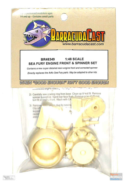 BARBR48349 1:48 BarracudaCast Sea Fury Engine Front & Spinner Set (AFX kit)