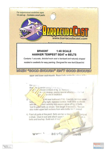 BARBR48397 1:48 BarracudaCast Hawker Tempest Seat with Belts (EDU kit)