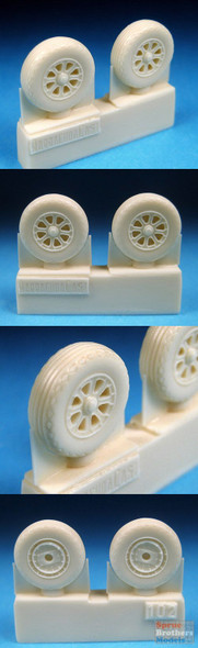 BARBR72102 1:72 BarracudaCast F4U Corsair, F6F Hellcat Wheels - Postwar Tread