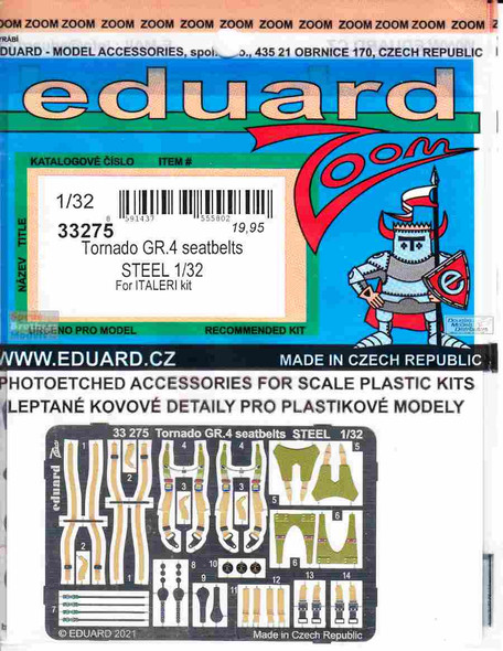 EDU33275 1:32 Eduard Color Zoom PE - Tornado GR.4 Seatbelts [STEEL] (ITA kit)