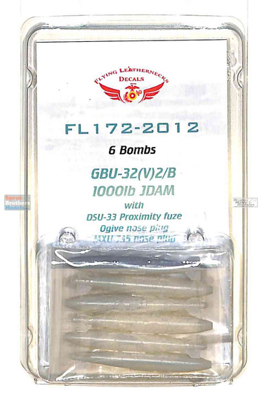 ORDFL1722012 1:72 Flying Leathernecks GBU-32(V)2/B 1000lb JDAM with DSU-33 Proximity Fuze Ogive Nose Plug MXU-735 Nose Plug