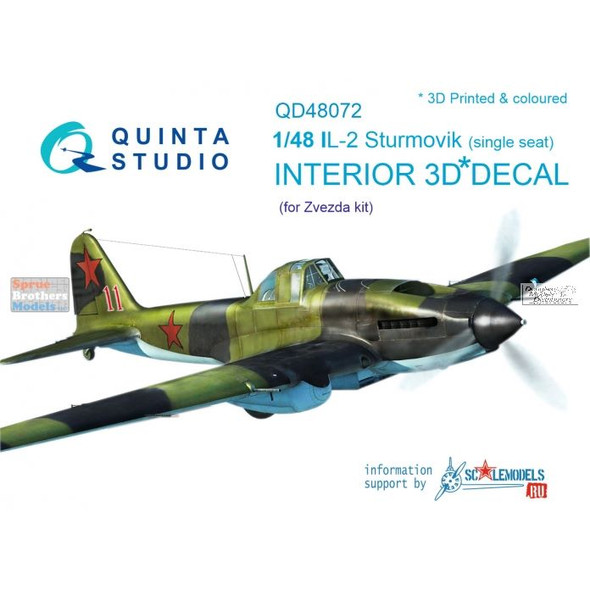 QTSQD48072 1:48 Quinta Studio Interior 3D Decal - IL-2 Sturmovik Single Seat (ZVE kit)