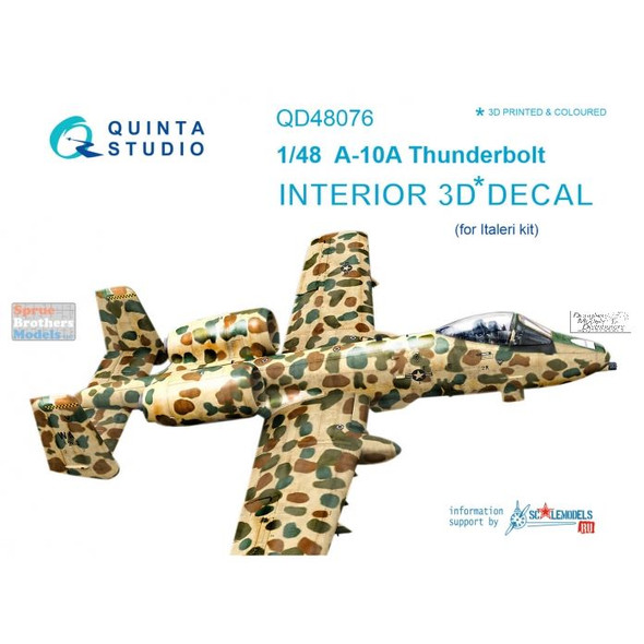 QTSQD48076 1:48 Quinta Studio Interior 3D Decal - A-10A Thunderbolt II (ITA kit)