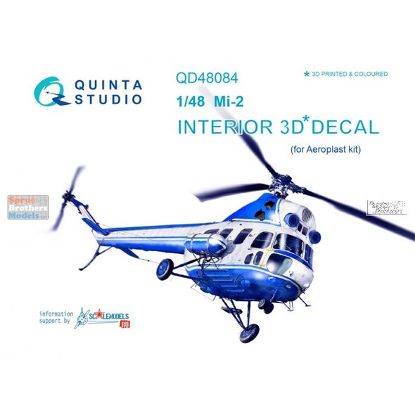 QTSQD48084 1:48 Quinta Studio Interior 3D Decal - Mi-2 Hoplite (Aero Plast kit)
