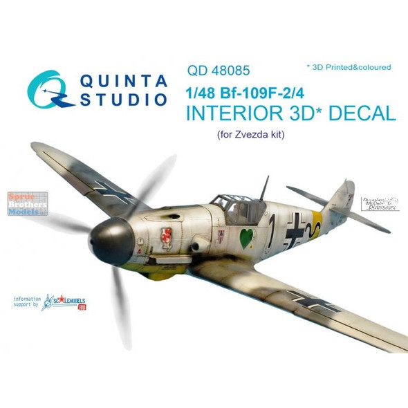 QTSQD48085 1:48 Quinta Studio Interior 3D Decal - Bf 109F-2/4 (ZVE kit)