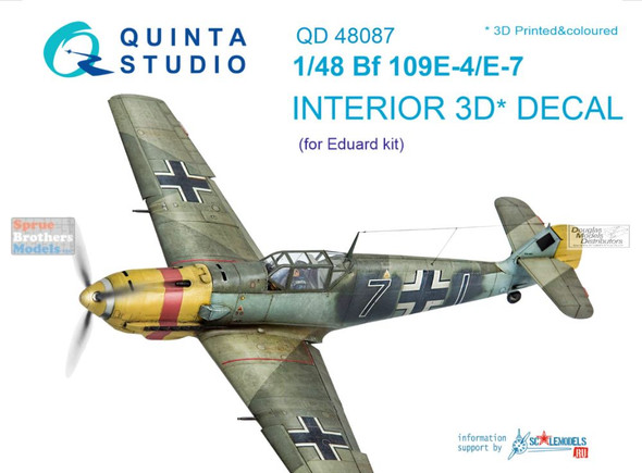 QTSQD48087 1:48 Quinta Studio Interior 3D Decal - Bf 109E-4/E-7 (EDU kit)