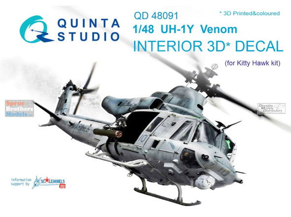 QTSQD48091 1:48 Quinta Studio Interior 3D Decal - UH-1Y Huey Venom (KTH kit)
