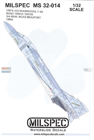 CAMMS32014 1:32 MilSpec Decals - F-4S Phantom II VMFA-333 Shamrocks 3rd MAW MCAS Beaufort 1980s