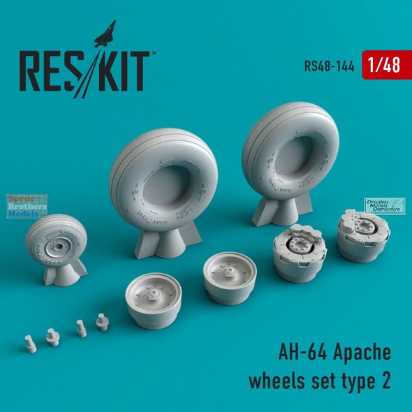 RESRS480144 1:48 ResKit AH-64 Apache Type 2 Wheels Set