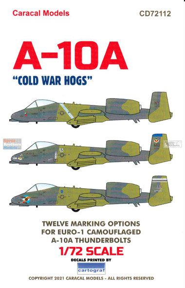 CARCD72112 1:72 Caracal Models Decals - A-10A Thunderbolt II 'Cold War Hogs'