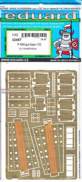 EDU32467 1:32 Eduard PE - P-40M Warhawk Gun Bays Detail Set (TRP kit)