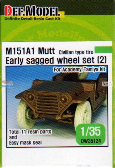 DEFDW35124 1:35 DEF Model M151A1 MUTT Early Sagged Wheel Set [2] (Civilian Type Tire) (ACA & TAM)