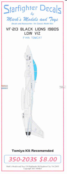 SFD350203 1:350 Starfighter Decals -  F-14A Tomcat VF-213 Black Lions Lo Viz 1980s