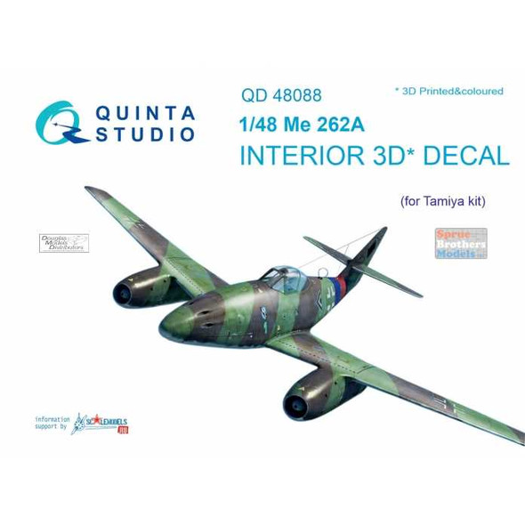 QTSQD48088 1:48 Quinta Studio Interior 3D Decal - Me262A (TAM kit)