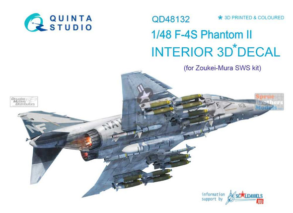 QTSQD48132 1:48 Quinta Studio Interior 3D Decal - F-4S Phantom II (ZKM kit)
